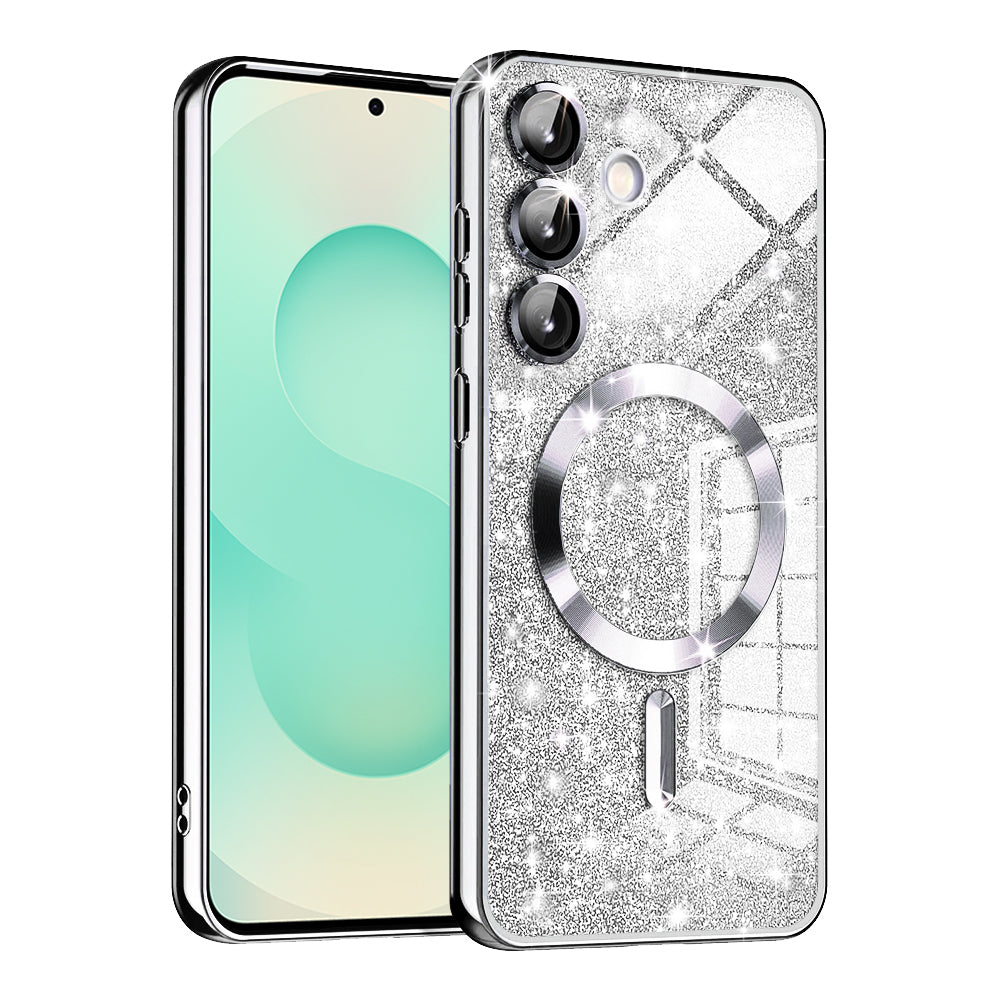 MagSafe Case for Samsung Galaxy S25+ S936, Techsuit, Luxury Glitter, Silver