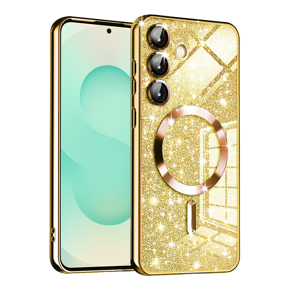 Θήκη MagSafe για Samsung Galaxy S25+ S936, Techsuit, Luxury Glitter, Χρυσή