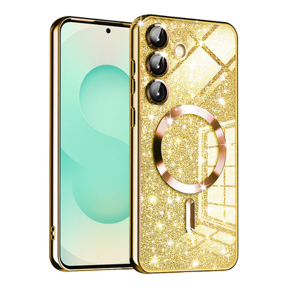 Θήκη MagSafe για Samsung Galaxy S25+ S936, Techsuit, Luxury Glitter, Χρυσή