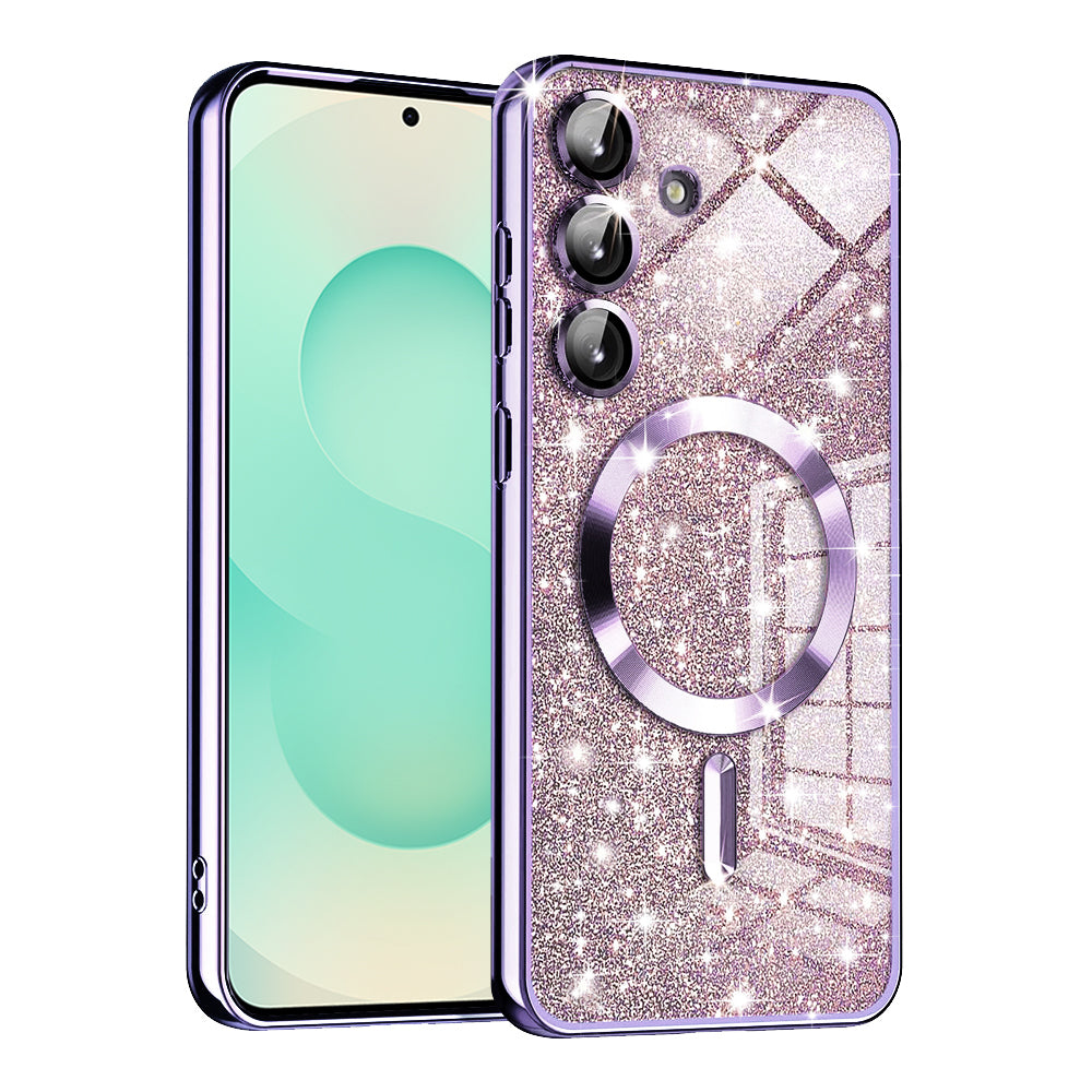 Θήκη MagSafe για Samsung Galaxy S25+ S936, Techsuit, Luxury Glitter, Ανοιχτό Μωβ