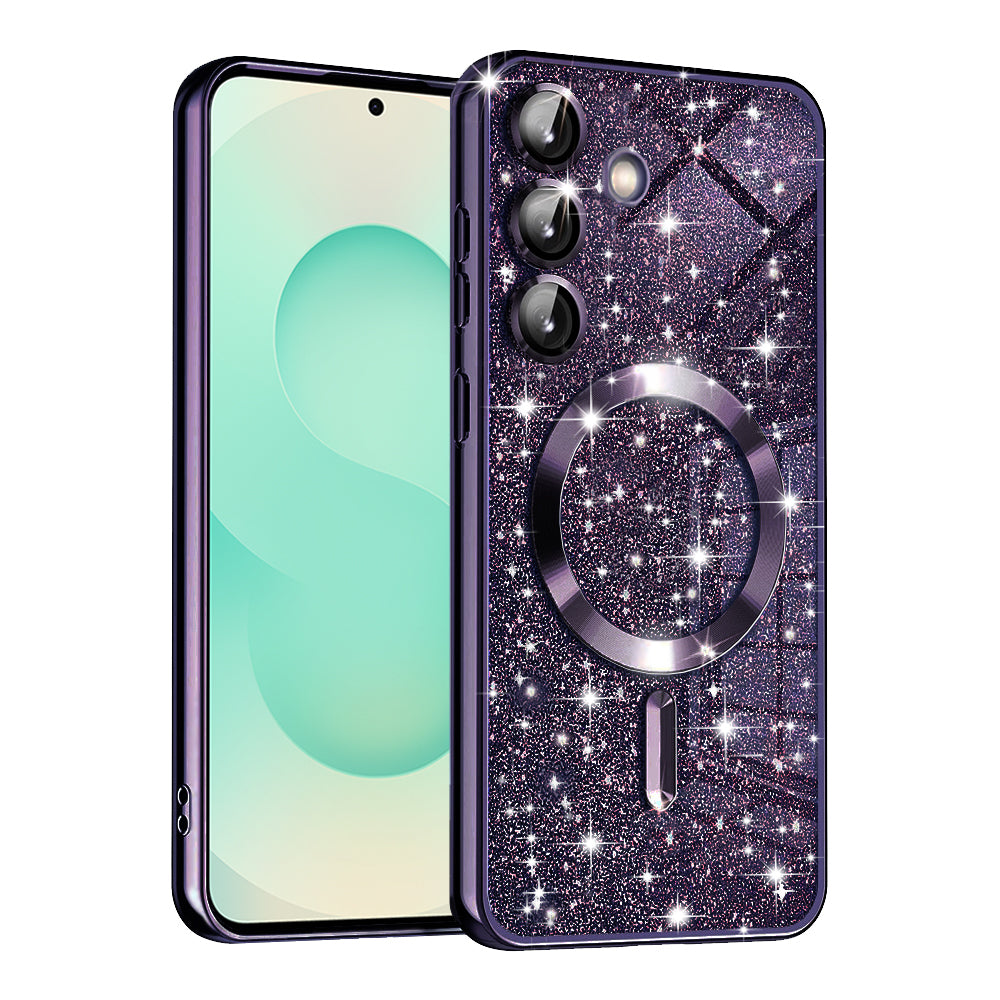 Θήκη MagSafe για Samsung Galaxy S25+ S936, Techsuit, Luxury Glitter, Σκούρο Μωβ