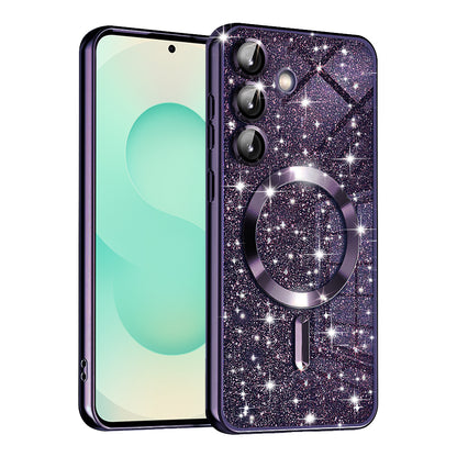 Θήκη MagSafe για Samsung Galaxy S25+ S936, Techsuit, Luxury Glitter, Σκούρο Μωβ
