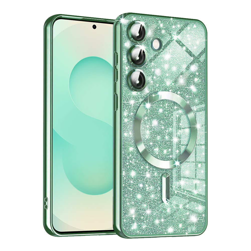 Θήκη MagSafe για Samsung Galaxy S25+ S936, Techsuit, Luxury Glitter, Ανοιχτό Πράσινο