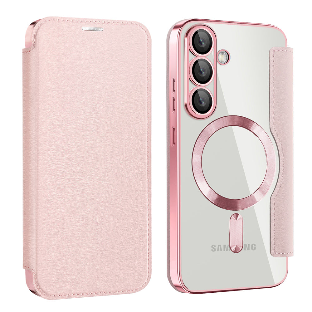 Θήκη MagSafe για Samsung Galaxy S25+ S936, Techsuit, SmartMag Book, Ροζ