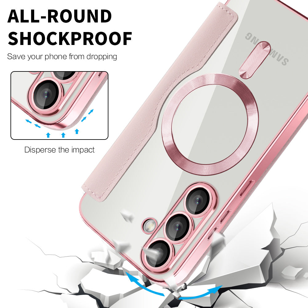 Θήκη MagSafe για Samsung Galaxy S25+ S936, Techsuit, SmartMag Book, Ροζ
