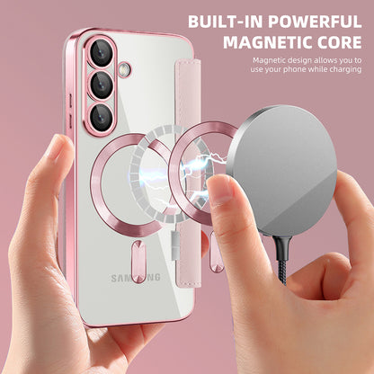 Θήκη MagSafe για Samsung Galaxy S25+ S936, Techsuit, SmartMag Book, Ροζ