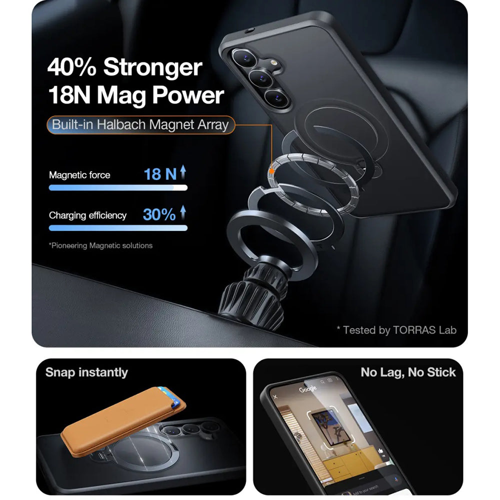 Θήκη MagSafe για Samsung Galaxy S25+ S936, Torras, Ostand Spin, Μαύρη