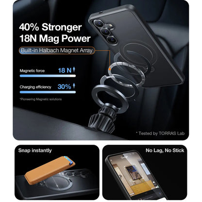 Θήκη MagSafe για Samsung Galaxy S25+ S936, Torras, Ostand Spin, Μαύρη