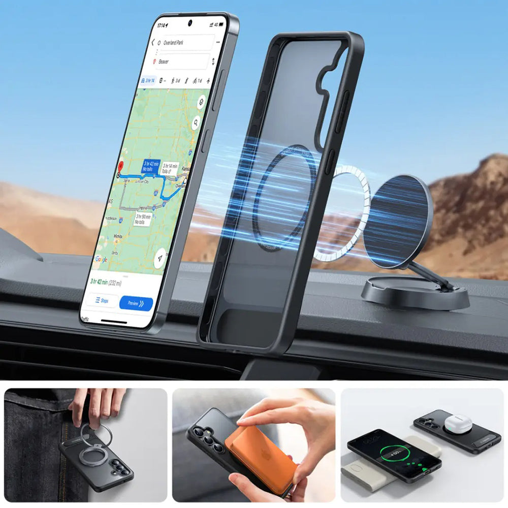 Θήκη MagSafe για Samsung Galaxy S25+ S936, Torras, Pstand, Μαύρο
