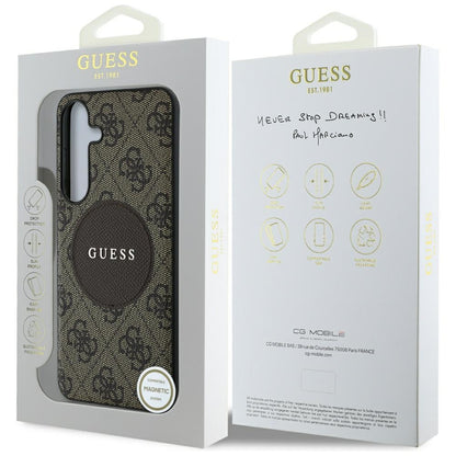 Θήκη MagSafe για Samsung Galaxy S25 S931, Guess, 4G Circle Classic Logo, Καφέ