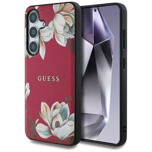 Θήκη MagSafe για Samsung Galaxy S25 S931, Guess, Grained Flowers, Φούξια