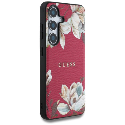 MagSafe Case for Samsung Galaxy S25 S931, Guess, Grained Flowers, Fuchsia