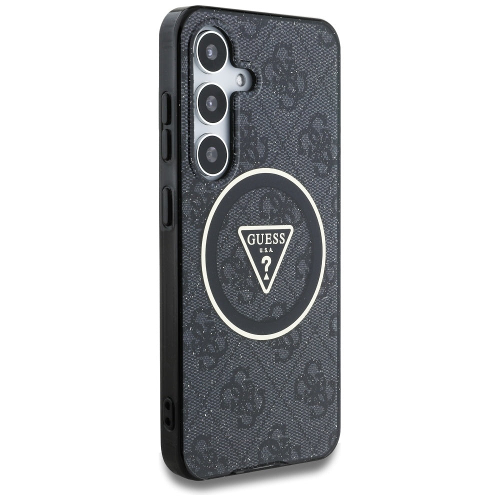 Θήκη MagSafe για Samsung Galaxy S25 S931, Guess, IML Glitter 4G Circle Triangle, Μαύρη