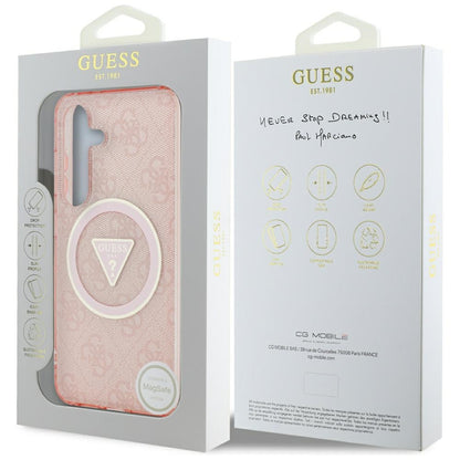 Θήκη MagSafe για Samsung Galaxy S25 S931, Guess, IML Glitter 4G Circle Triangle, Ροζ