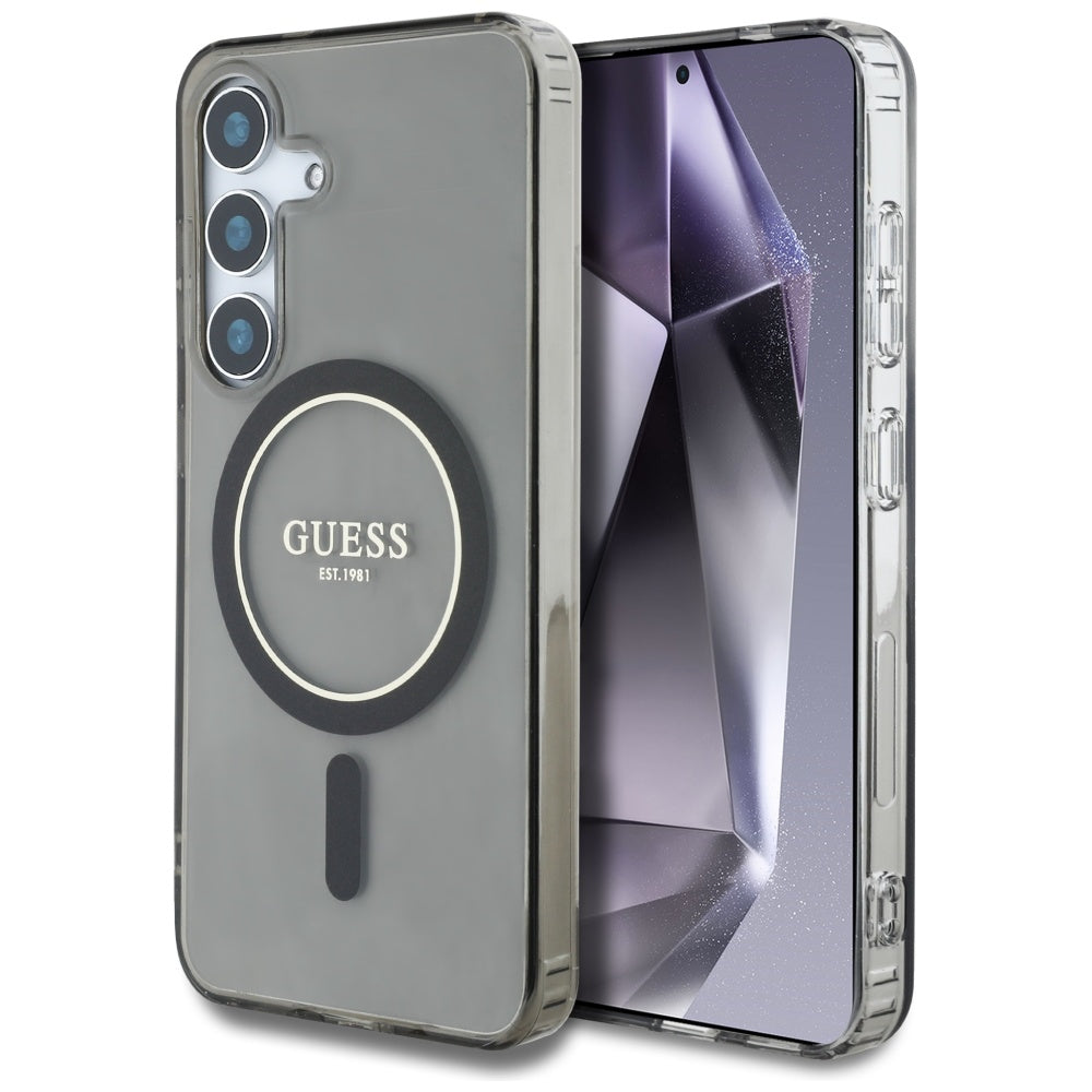 Θήκη MagSafe για Samsung Galaxy S25 S931, Guess, IML Glitter Circle, Μαύρη