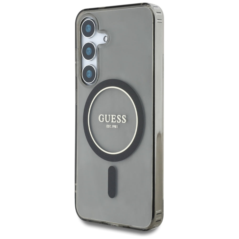 Θήκη MagSafe για Samsung Galaxy S25 S931, Guess, IML Glitter Circle, Μαύρη
