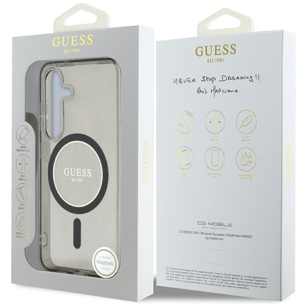 Θήκη MagSafe για Samsung Galaxy S25 S931, Guess, IML Glitter Circle, Μαύρη