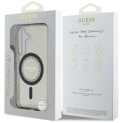 Θήκη MagSafe για Samsung Galaxy S25 S931, Guess, IML Rhinestone, Μαύρη