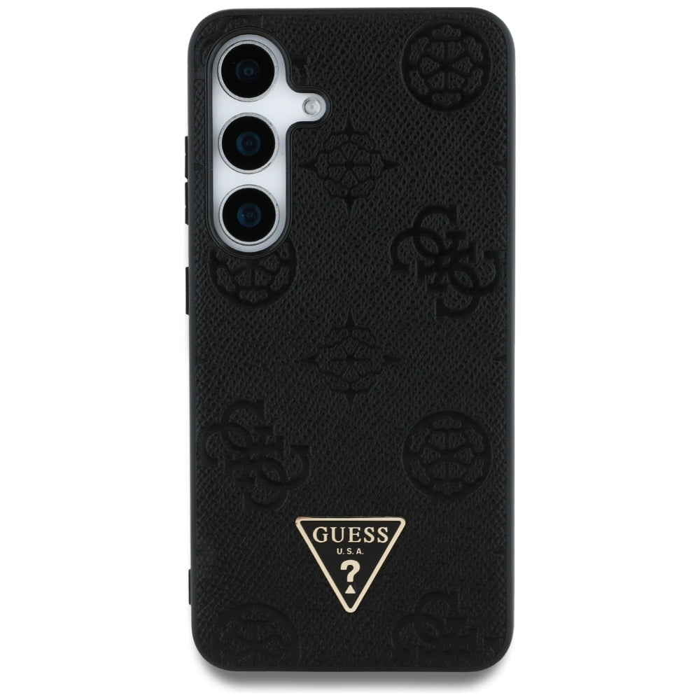 Θήκη MagSafe για Samsung Galaxy S25 S931, Guess, Peony Grained Hot Stamp Triangle, Μαύρη