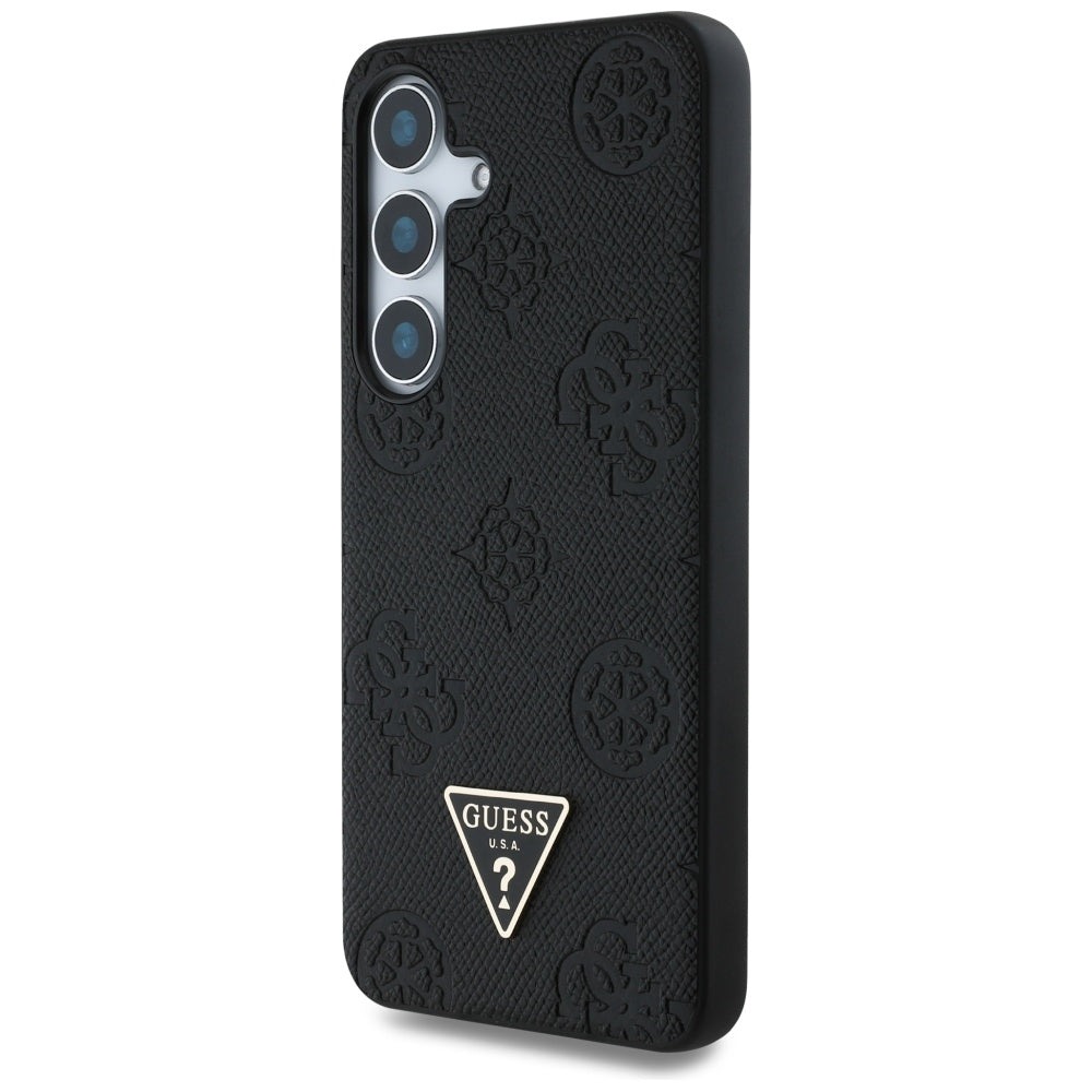 Θήκη MagSafe για Samsung Galaxy S25 S931, Guess, Peony Grained Hot Stamp Triangle, Μαύρη