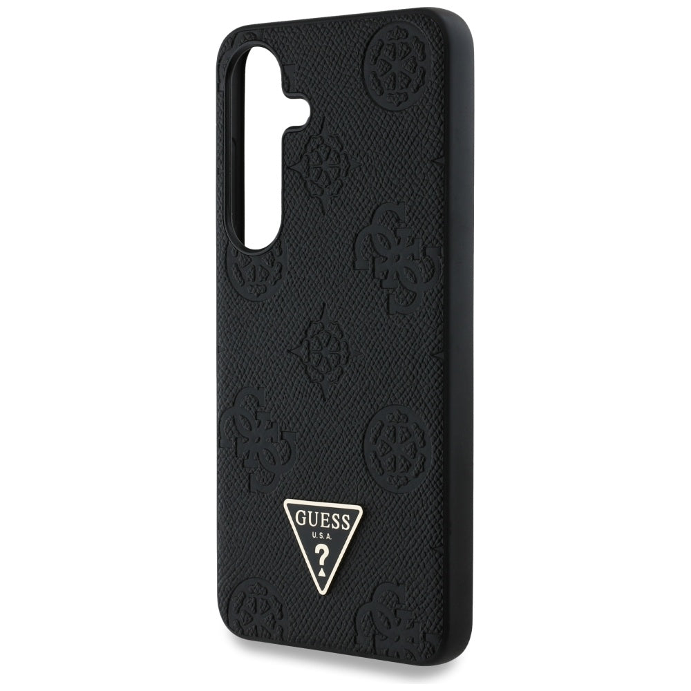 Θήκη MagSafe για Samsung Galaxy S25 S931, Guess, Peony Grained Hot Stamp Triangle, Μαύρη