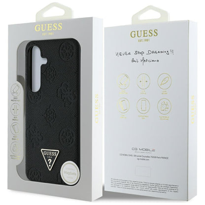 Θήκη MagSafe για Samsung Galaxy S25 S931, Guess, Peony Grained Hot Stamp Triangle, Μαύρη