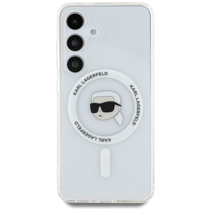 Θήκη MagSafe για Samsung Galaxy S25 S931, Karl Lagerfeld, IML Karl's Head, Λευκή