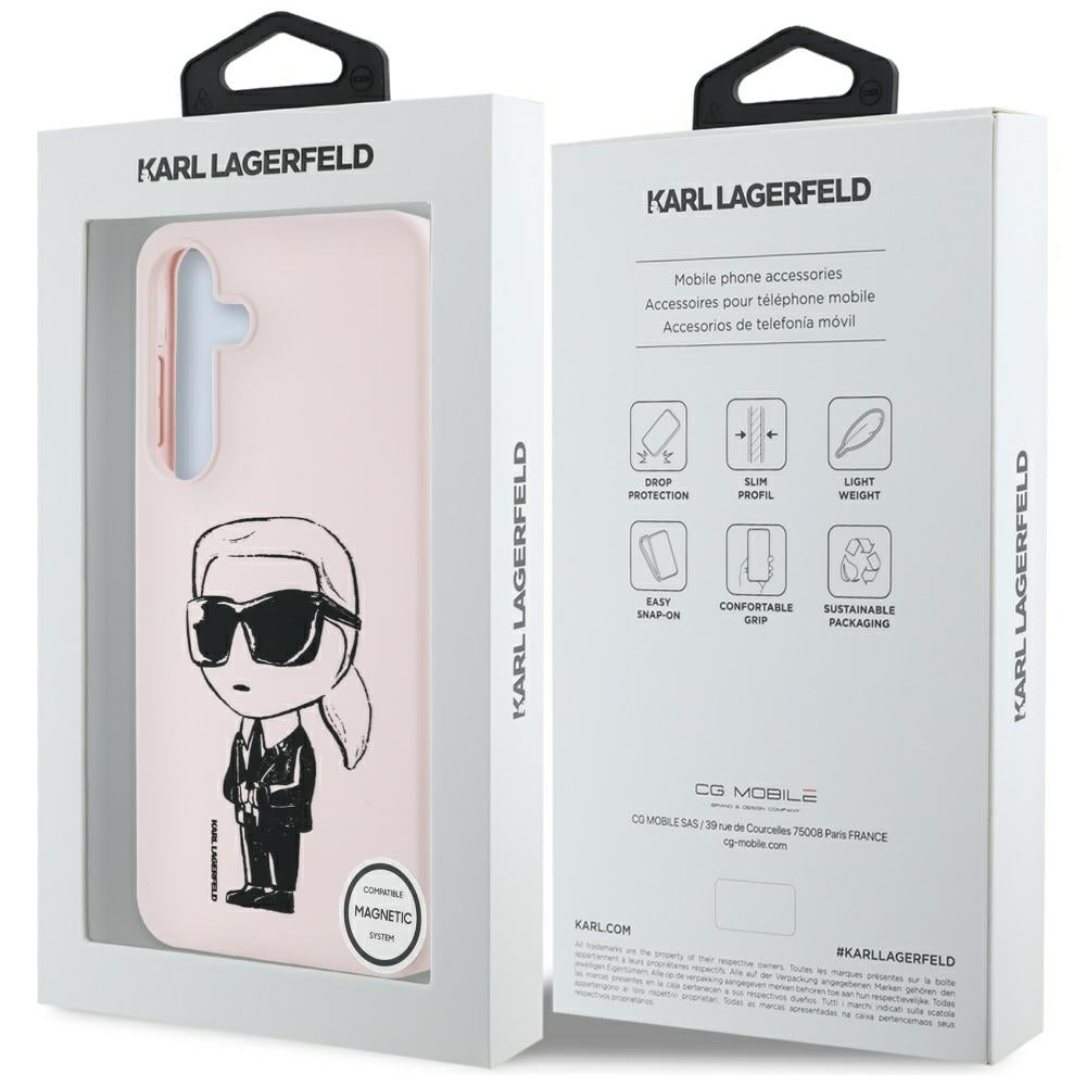 Θήκη MagSafe για Samsung Galaxy S25 S931, Karl Lagerfeld, Silicone Graffiti, Ροζ