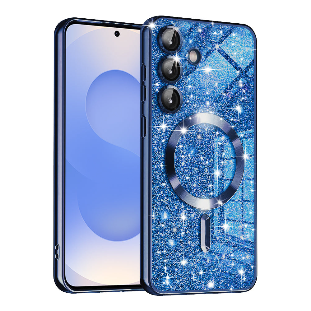 Θήκη MagSafe για Samsung Galaxy S25 S931, Techsuit, Luxury Glitter, Σκούρο Μπλε