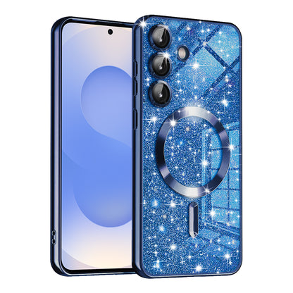 Θήκη MagSafe για Samsung Galaxy S25 S931, Techsuit, Luxury Glitter, Σκούρο Μπλε