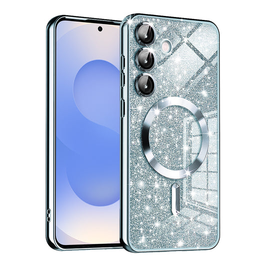 Θήκη MagSafe για Samsung Galaxy S25 S931, Techsuit, Luxury Glitter, Μπλε