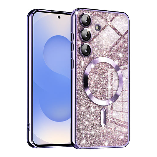 Θήκη MagSafe για Samsung Galaxy S25 S931, Techsuit, Luxury Glitter, Ανοιχτό Μωβ