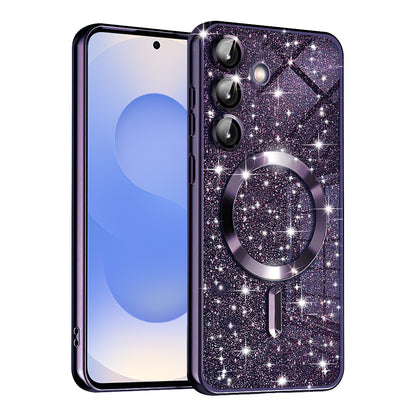 MagSafe Case for Samsung Galaxy S25 S931, Techsuit, Luxury Glitter, Dark Purple