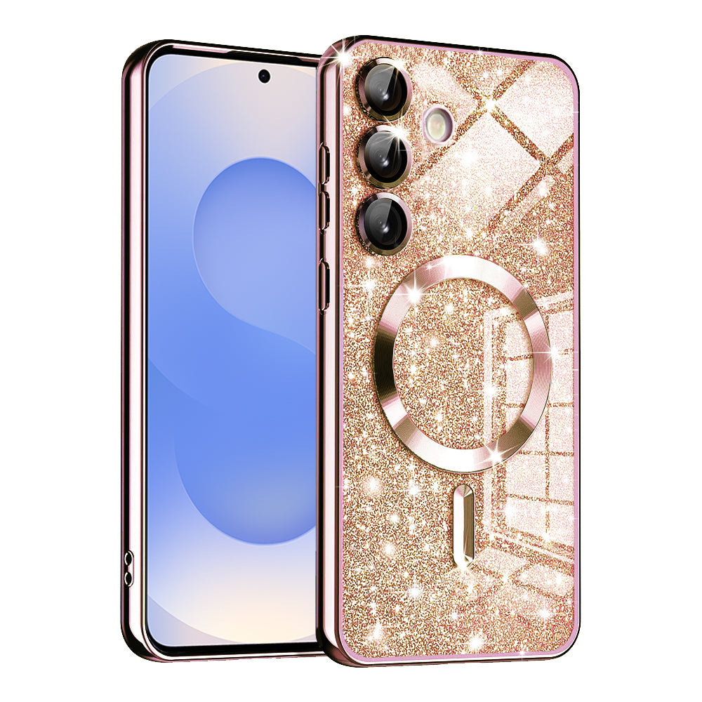 Θήκη MagSafe για Samsung Galaxy S25 S931, Techsuit, Luxury Glitter, Ροζ Χρυσό