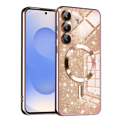 Θήκη MagSafe για Samsung Galaxy S25 S931, Techsuit, Luxury Glitter, Ροζ Χρυσό