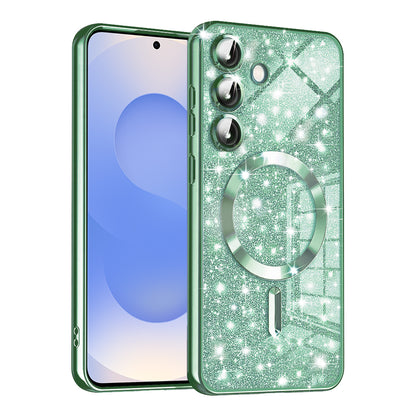 MagSafe Case for Samsung Galaxy S25 S931, Techsuit, Luxury Glitter, Light Green