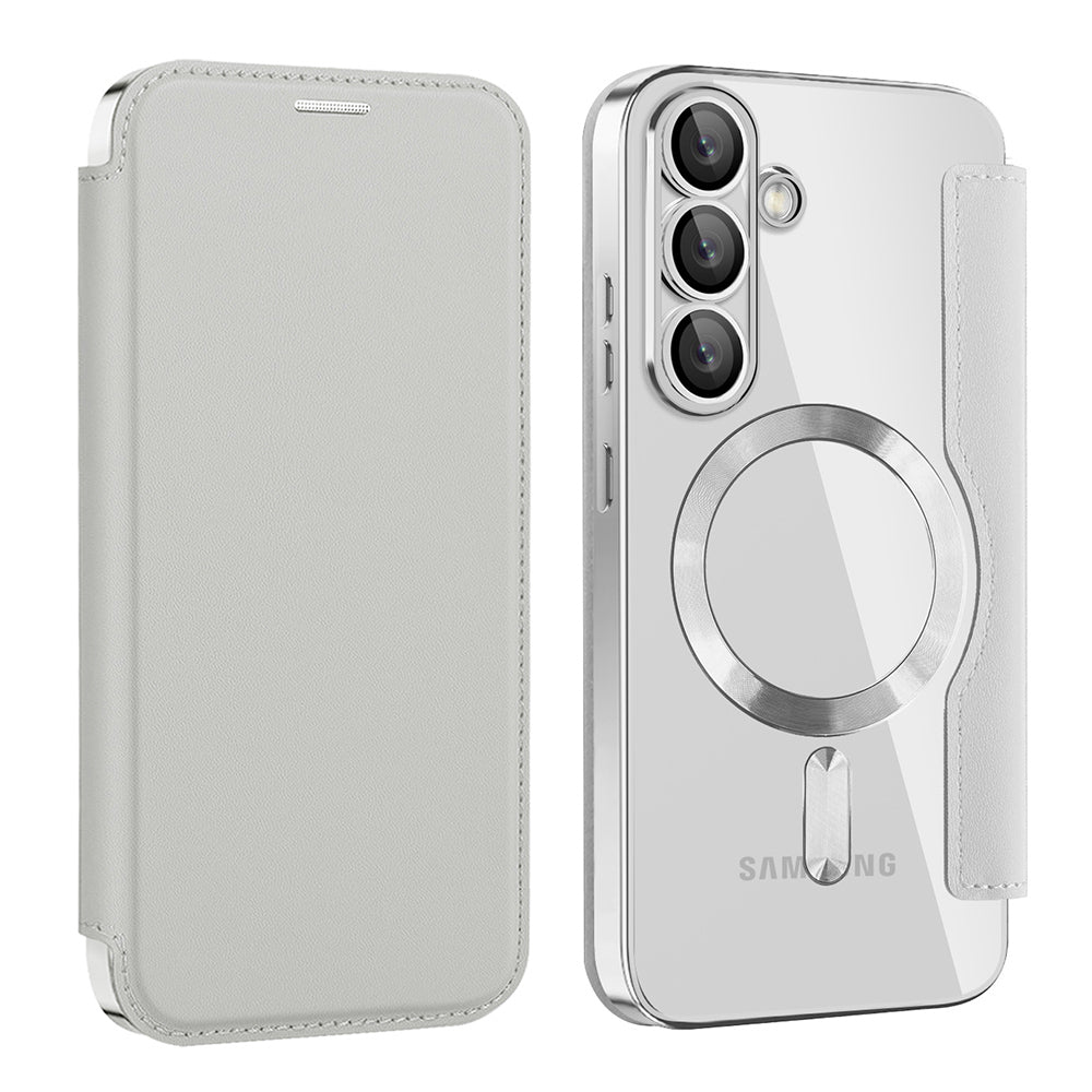 Θήκη MagSafe για Samsung Galaxy S25 S931, Techsuit, SmartMag Book, Γκρι
