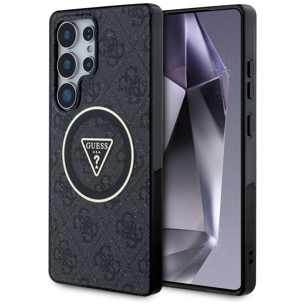 Θήκη MagSafe για Samsung Galaxy S25 Ultra S938, Guess, IML Glitter 4G Circle Triangle, Μαύρη