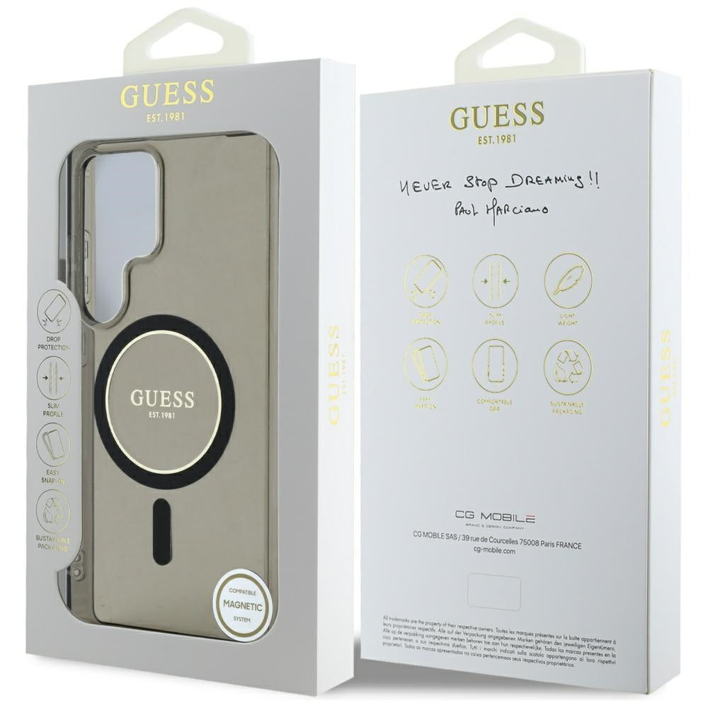 Θήκη MagSafe για Samsung Galaxy S25 Ultra S938, Guess, IML Glitter Circle, Μαύρη