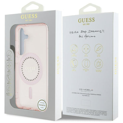 Θήκη MagSafe για Samsung Galaxy S25 S931, Guess, IML Rhinestone, Ροζ