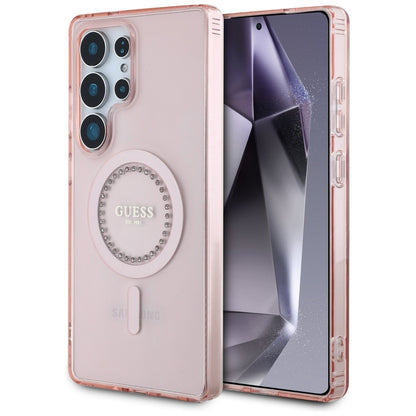 Θήκη MagSafe για Samsung Galaxy S25 Ultra S938, Guess, IML Rhinestone, Ροζ