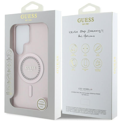 Θήκη MagSafe για Samsung Galaxy S25 Ultra S938, Guess, IML Rhinestone, Ροζ