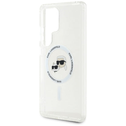 Θήκη MagSafe για Samsung Galaxy S25 Ultra S938, Karl Lagerfeld, IML Metal Karl & Choupette's Heads, Λευκή