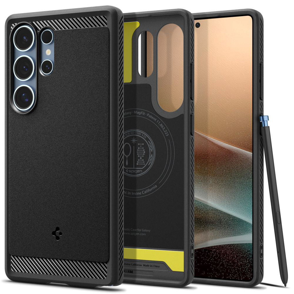 MagSafe Case for Samsung Galaxy S25 Ultra S938, Spigen, Rugged Armor, Matte Black ACS08951