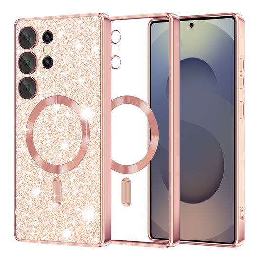 Θήκη MagSafe για Samsung Galaxy S25 Ultra S938, Techsuit, Luxury Glitter, Ροζ Χρυσό