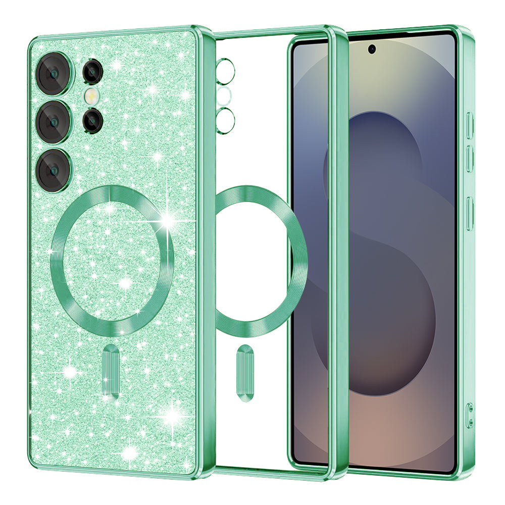 Θήκη MagSafe για Samsung Galaxy S25 Ultra S938, Techsuit, Luxury Glitter, Ανοιχτό Πράσινο