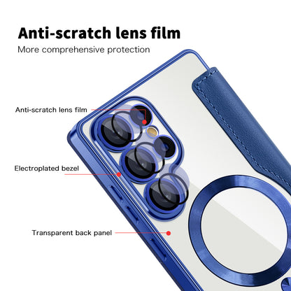 Θήκη MagSafe για Samsung Galaxy S25 Ultra S938, Techsuit, SmartMag Book, Μπλε