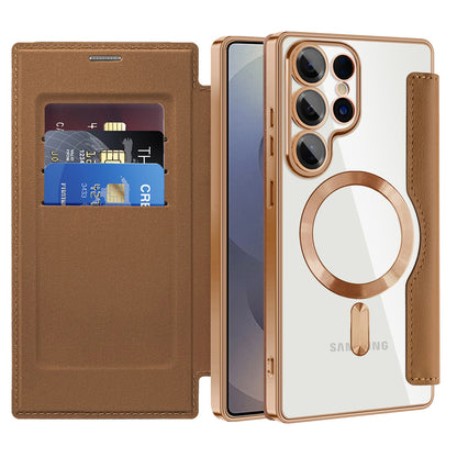 MagSafe Case for Samsung Galaxy S25 Ultra S938, Techsuit, SmartMag Book, Brown