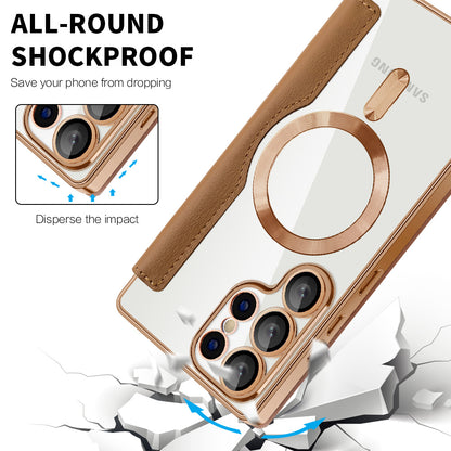MagSafe Case for Samsung Galaxy S25 Ultra S938, Techsuit, SmartMag Book, Brown