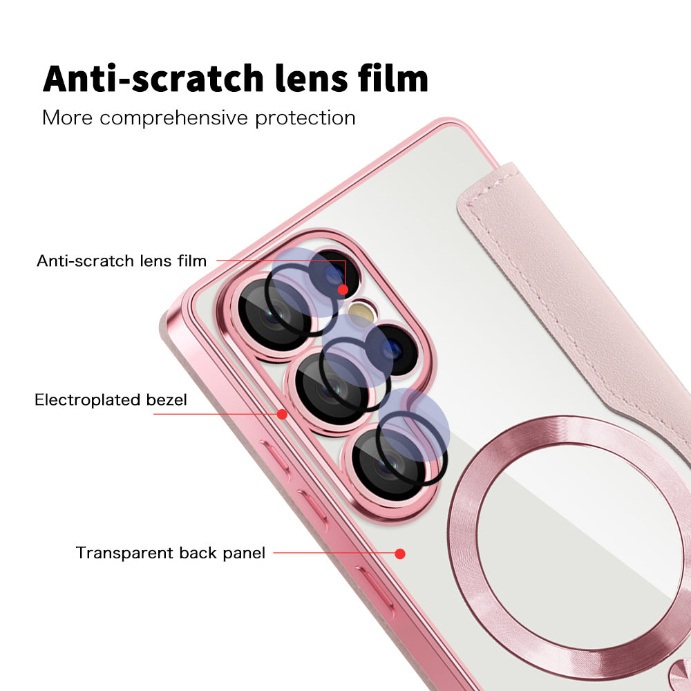 Θήκη MagSafe για Samsung Galaxy S25 Ultra S938, Techsuit, SmartMag Book, Ροζ